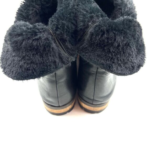 Fabianelli Black Leather Shearling Fold-Over Italian Made Moto Boots size 9.5 - Picture 5 of 8